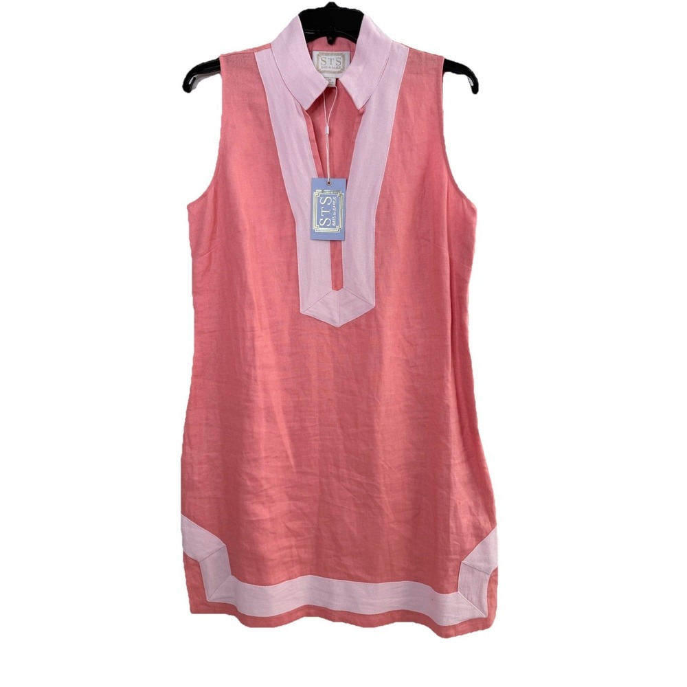 NWT Sail to Sable Linen Dress Womens Medium Coral Coastal Beachy Resortwear